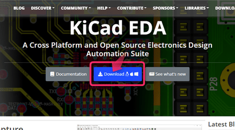KiCadのダウンロードボタンの図